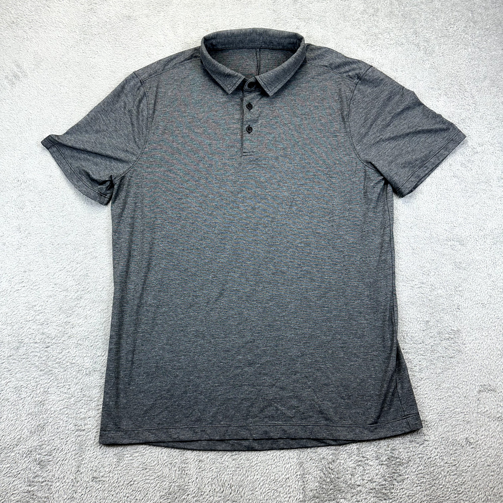 Lululemon Evolution Short Sleeve Polo Shirt Mens M Heather Gray Performance Golf